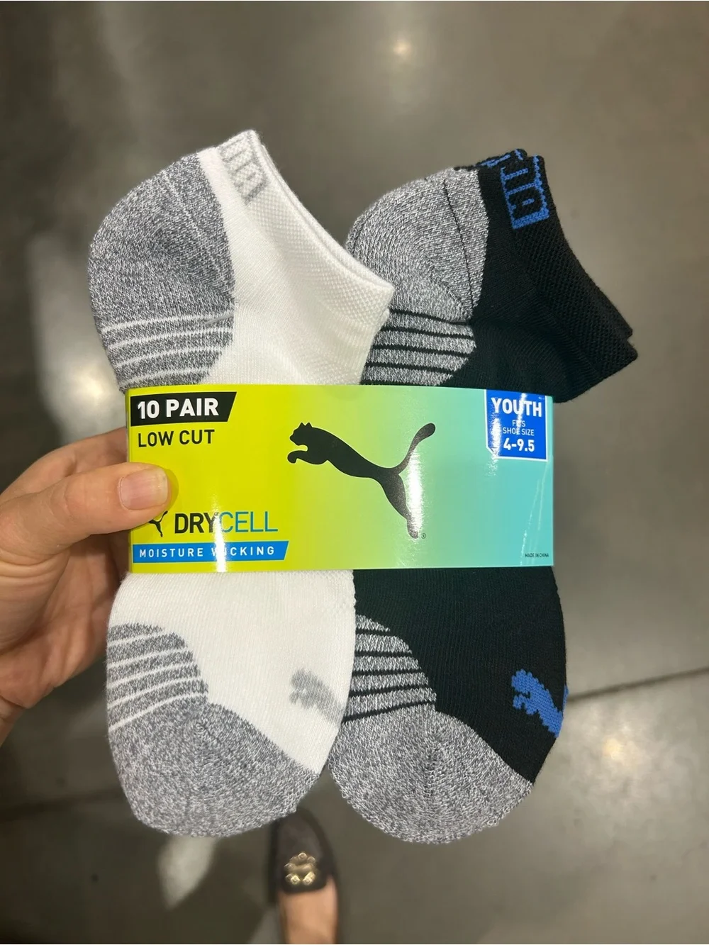 NWT PUMA Youth Low Cut 10-Pack DryCELL Socks